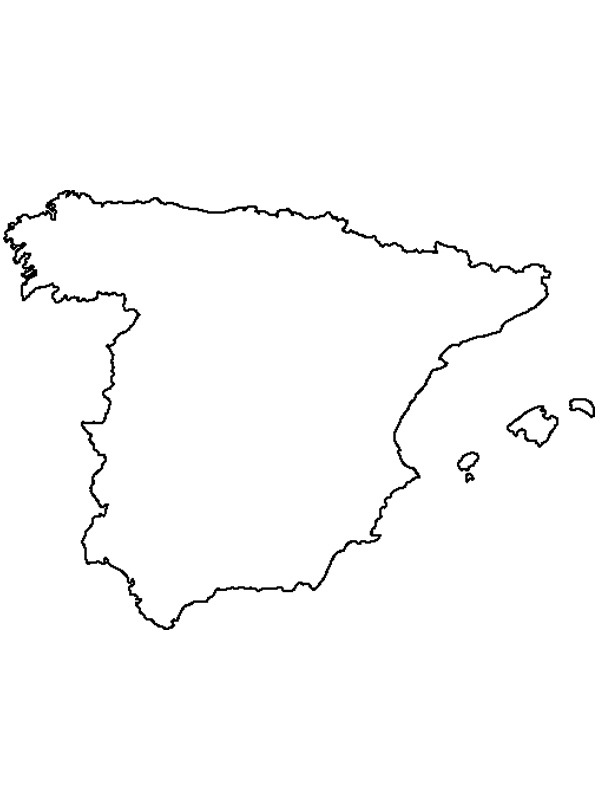 Mappa della Spagna disegno da colorare