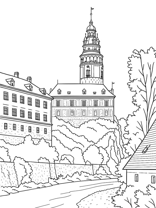 Castello di Český Krumlov disegno da colorare Castello di Český Krumlov disegno da colorare
