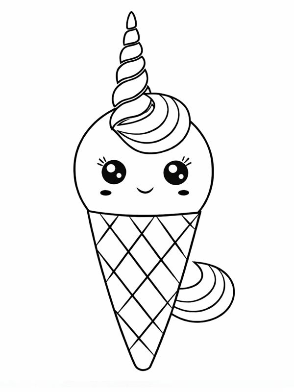 Gelato unicorno Kawaii disegno da colorare Gelato unicorno Kawaii disegno da colorare
