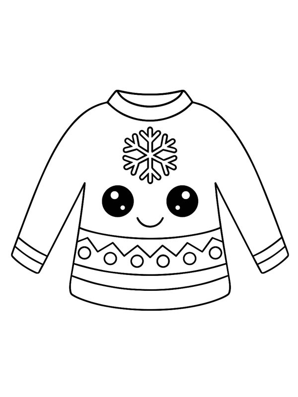 Maglione natalizio Kawaii disegno da colorare Maglione natalizio Kawaii disegno da colorare