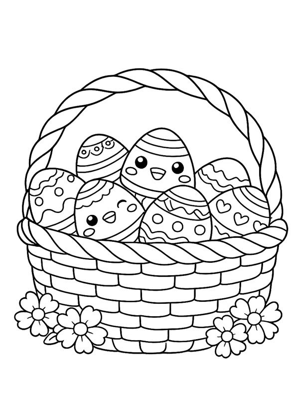 Cestino di Pasqua Kawaii disegno da colorare Cestino di Pasqua Kawaii disegno da colorare