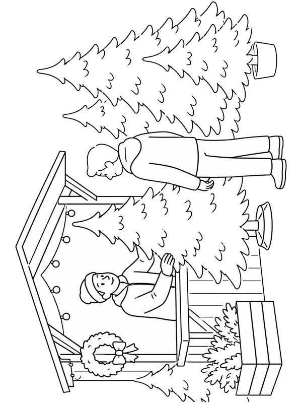 Vendita alberi di Natale disegno da colorare