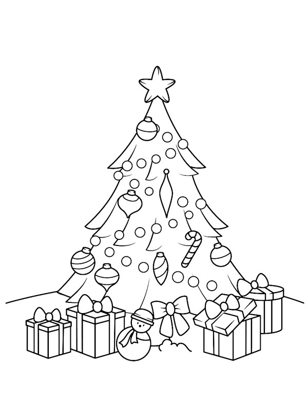 Albero di Natale con regali disegno da colorare