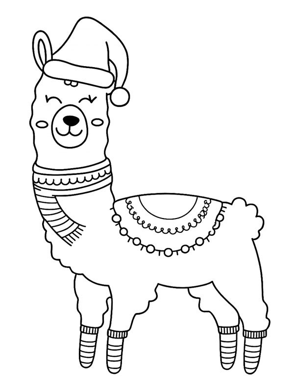 Alpaca natalizio disegno da colorare Alpaca natalizio disegno da colorare