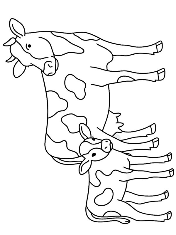 Mucca con vitello disegno da colorare Mucca con vitello disegno da colorare