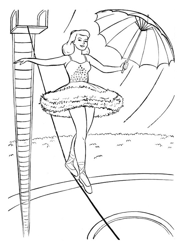 Ballerina che cammina sulla fune disegno da colorare Ballerina che cammina sulla fune disegno da colorare
