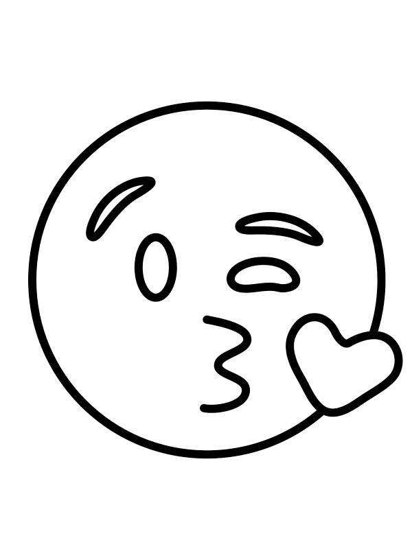 emoji con la faccia che bacia disegno da colorare