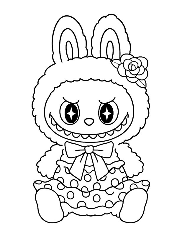 Labubu indossa un abito disegno da colorare Labubu indossa un abito disegno da colorare