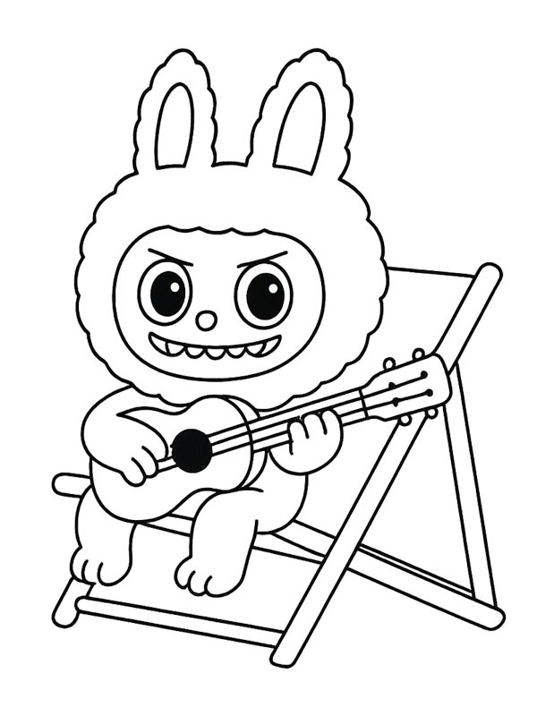 Labubu suona la chitarra disegno da colorare Labubu suona la chitarra disegno da colorare