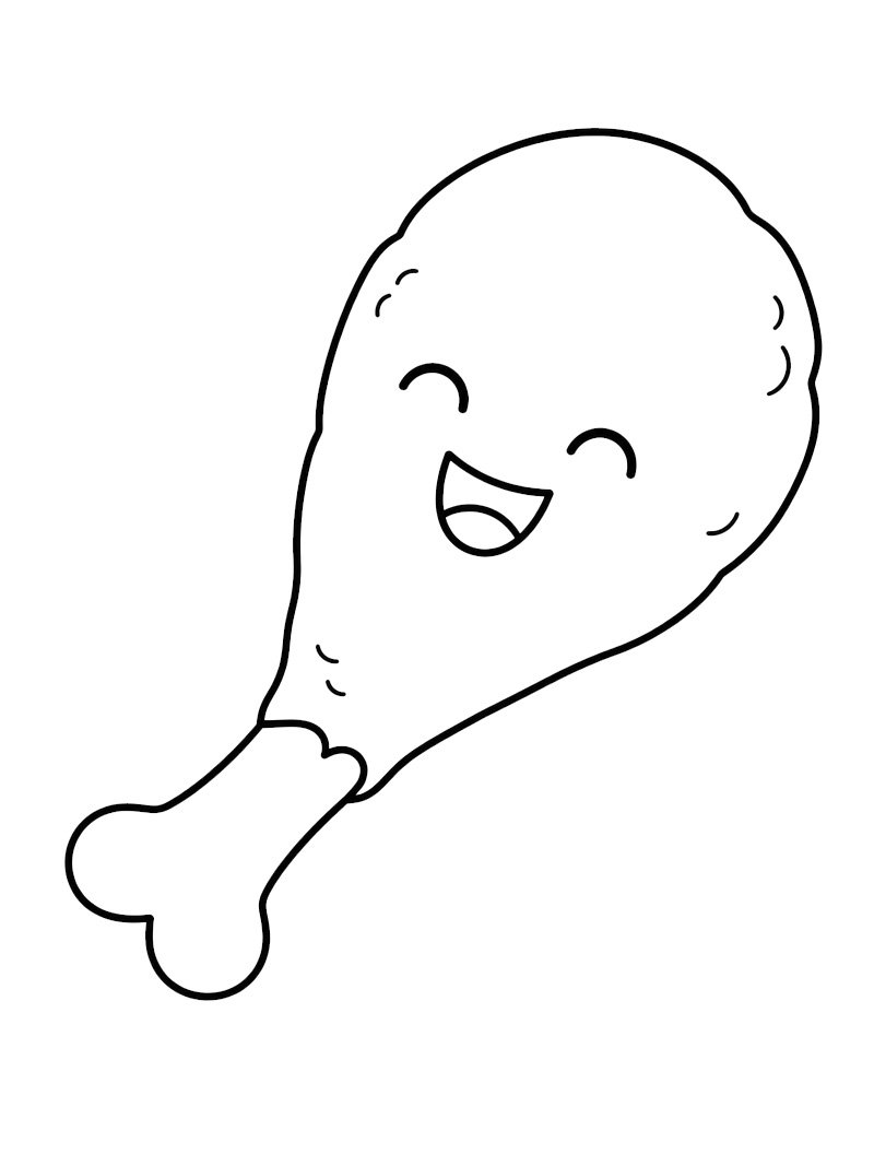 Coscia di pollo sorridente disegno da colorare Coscia di pollo sorridente disegno da colorare