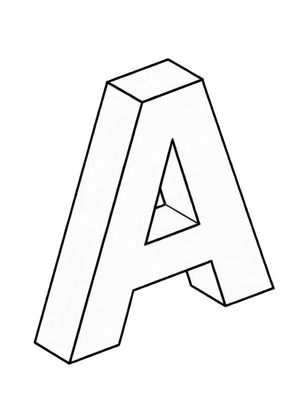 Lettera A 3D disegno da colorare