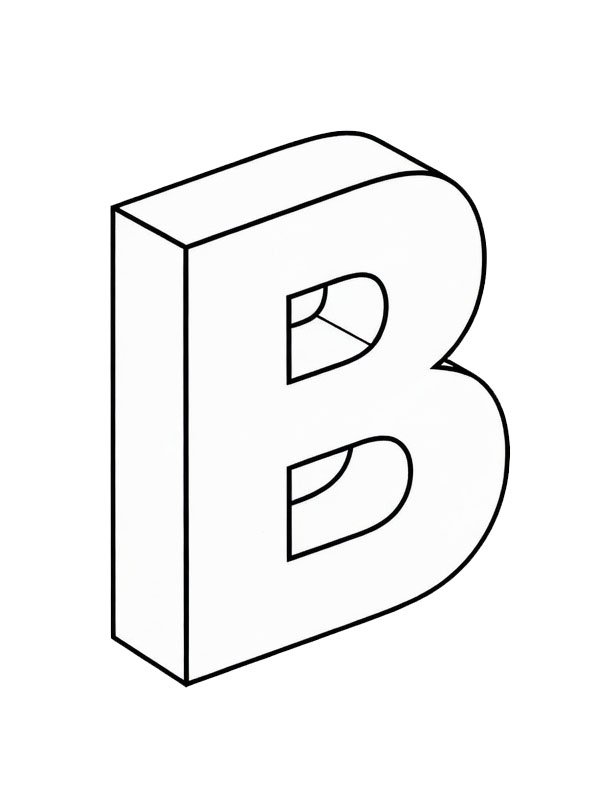 Lettera B 3D disegno da colorare