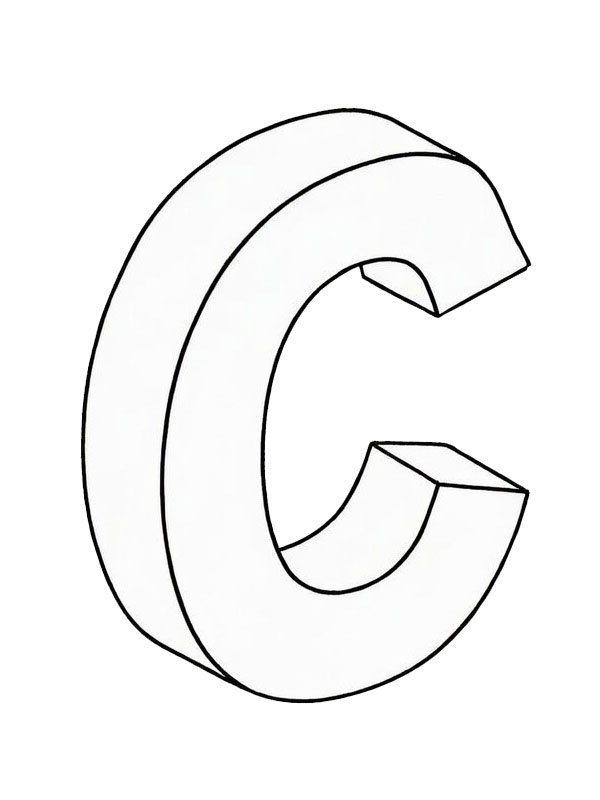 Lettera C 3D disegno da colorare