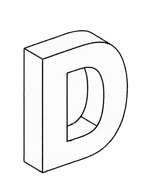 Lettera D 3D disegno da colorare