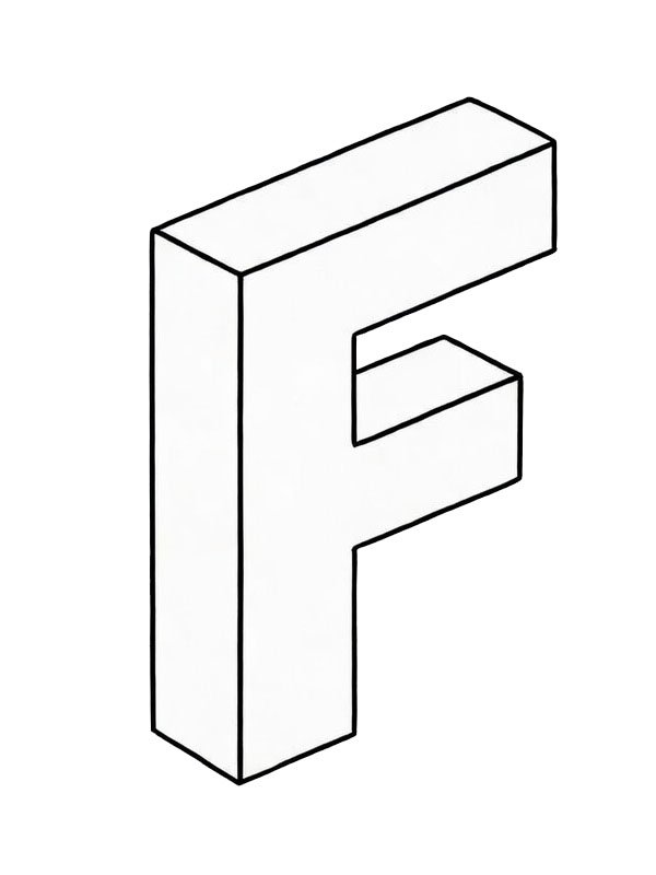 Lettera F 3D disegno da colorare