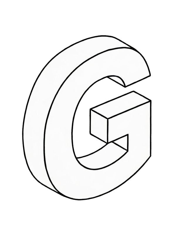 Lettera G 3D disegno da colorare