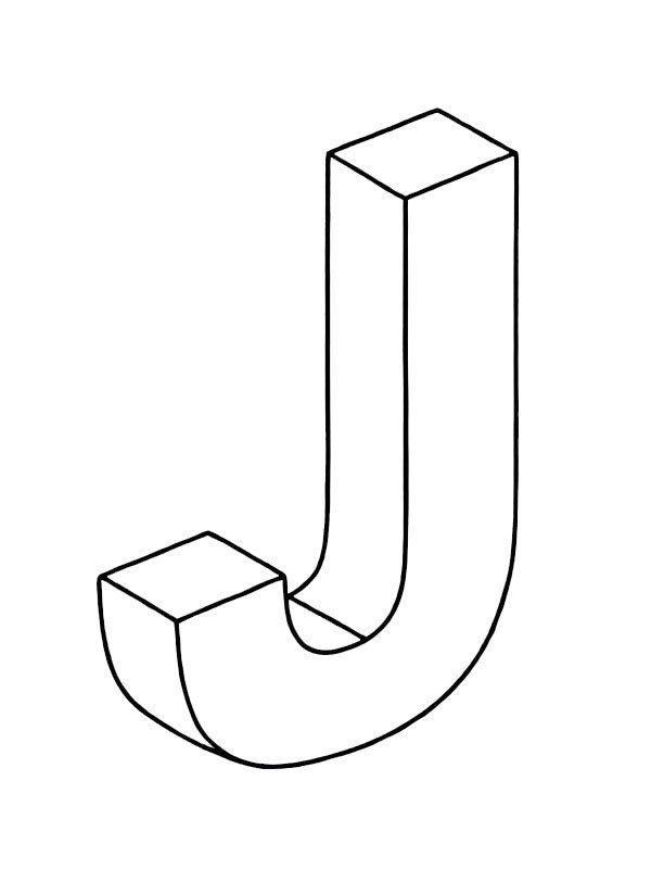 Lettera J 3D disegno da colorare
