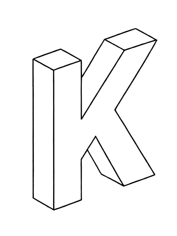 Lettera K 3D disegno da colorare