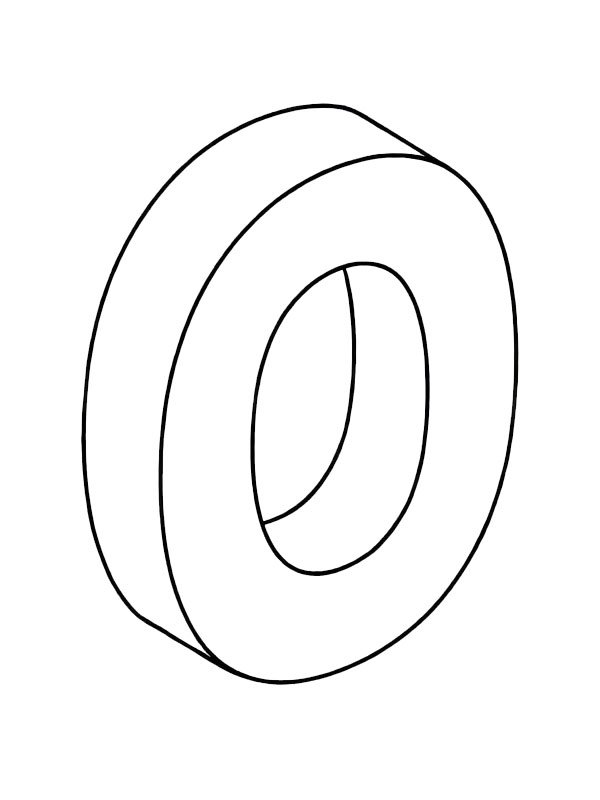 Lettera O 3D disegno da colorare