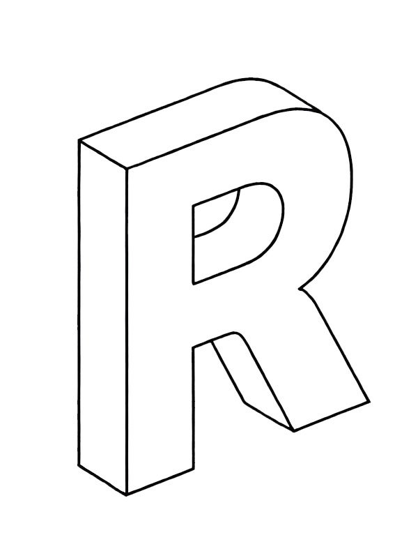 Lettera R 3D disegno da colorare