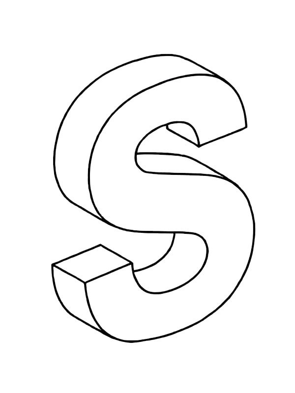 Lettera S 3D disegno da colorare
