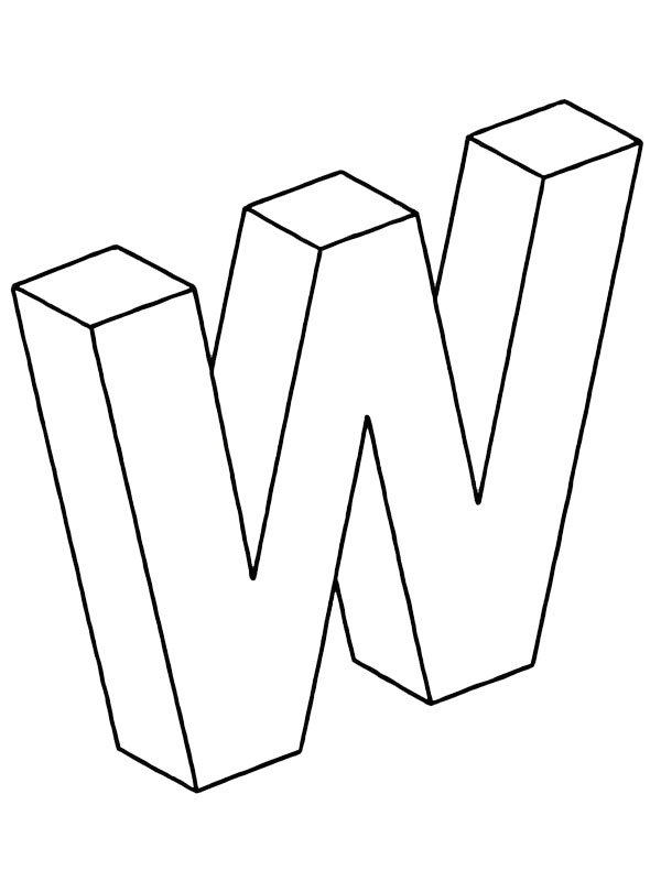 Lettera W 3D disegno da colorare