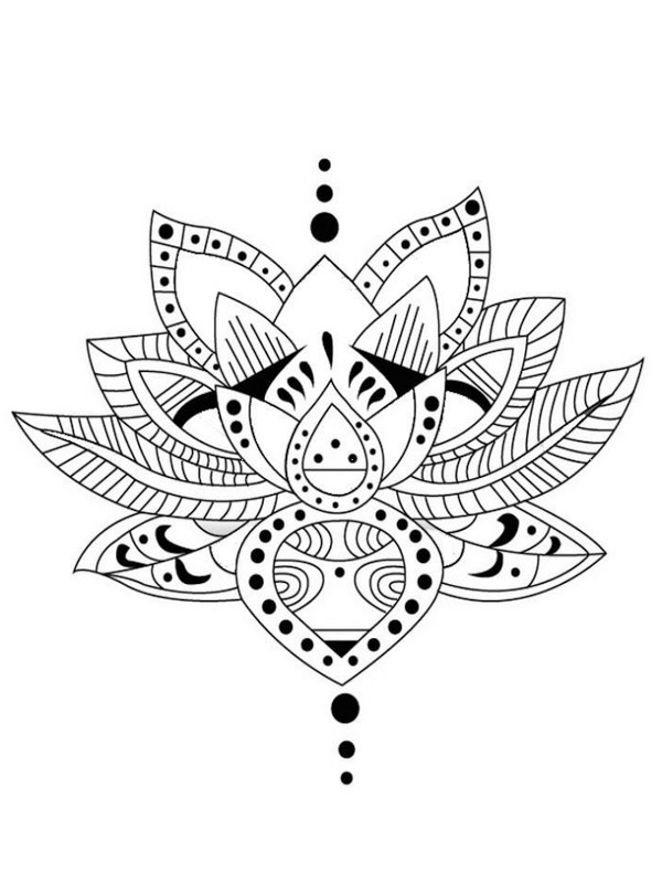 tatuaggio fiore di loto disegno da colorare