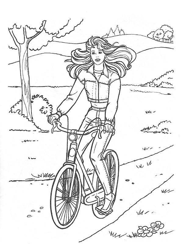 Ragazza in bicicletta disegno da colorare