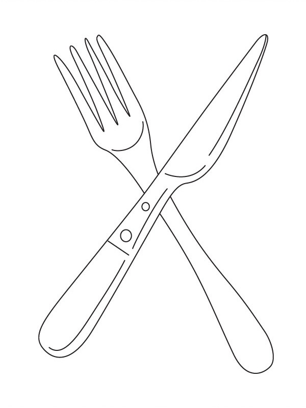 Forchetta e coltello disegno da colorare