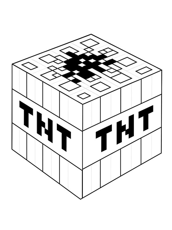 Blocco TNT di Minecraft disegno da colorare Blocco TNT di Minecraft disegno da colorare