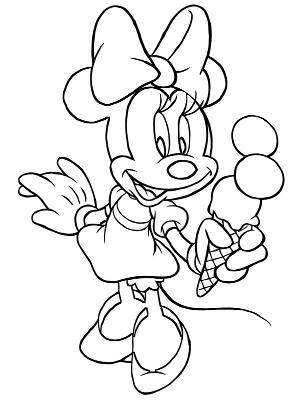 Minnie mangia un gelato disegno da colorare