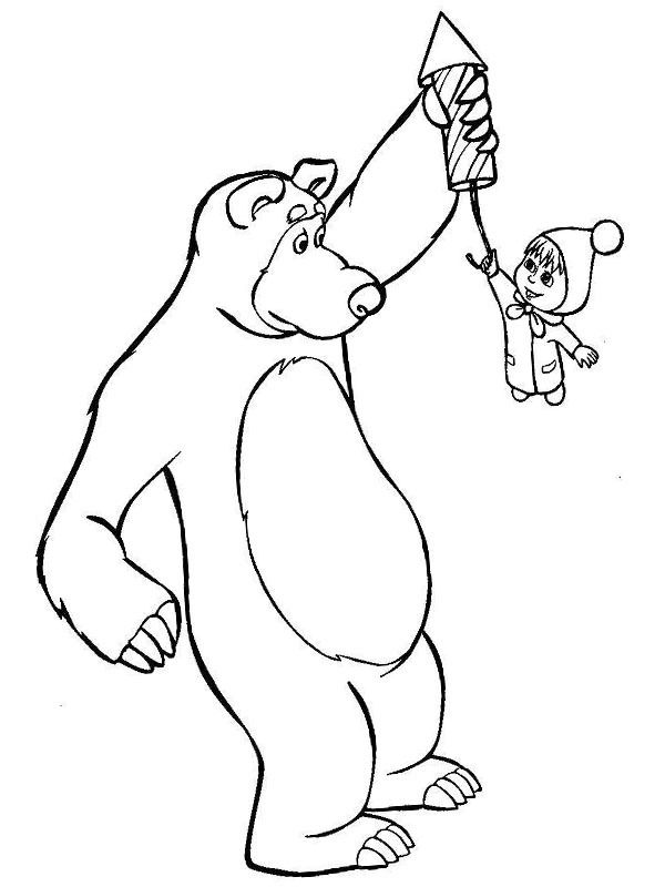 l'orso Mishka e Masha disegno da colorare
