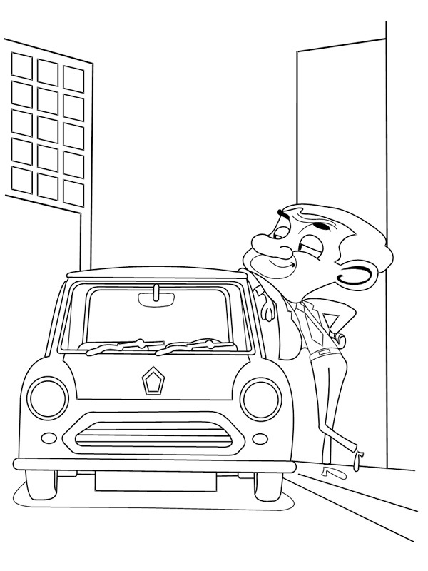 Mr Bean con una mini disegno da colorare