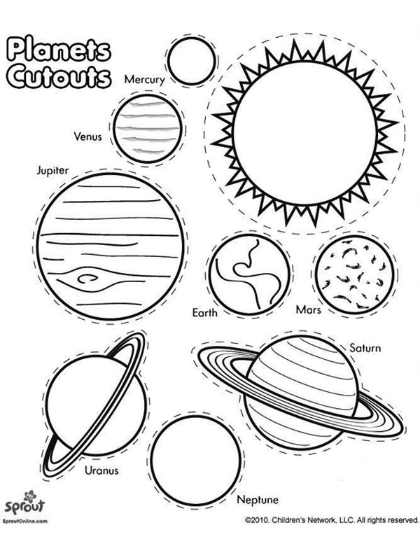 Nomi dei pianeti disegno da colorare