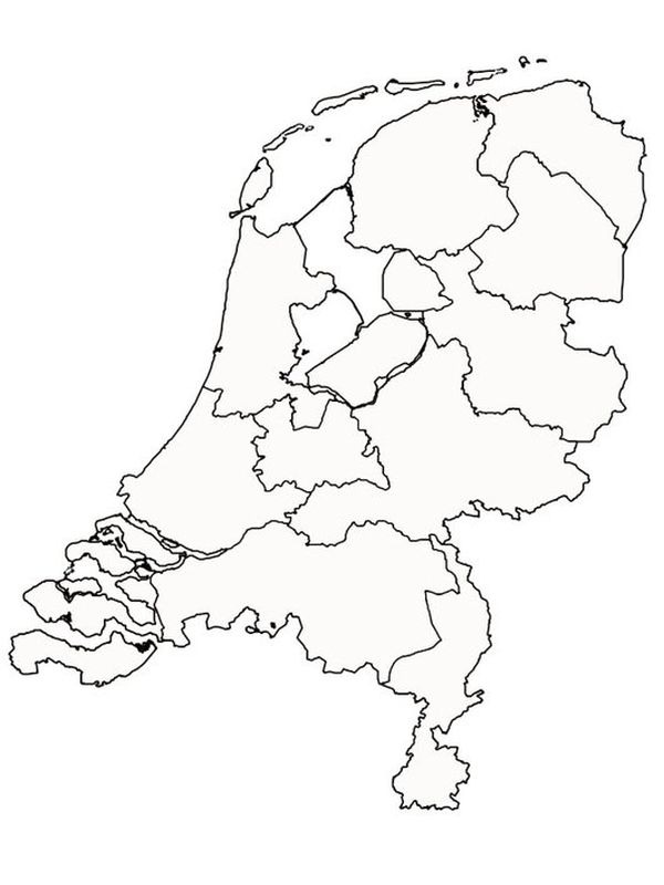 Mappa dei Paesi Bassi disegno da colorare
