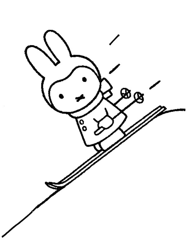Miffy sugli scii disegno da colorare