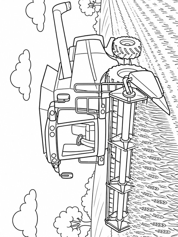 Mietitrice sul campo disegno da colorare