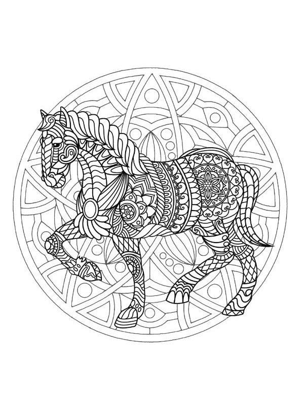 Cavallo mandala disegno da colorare