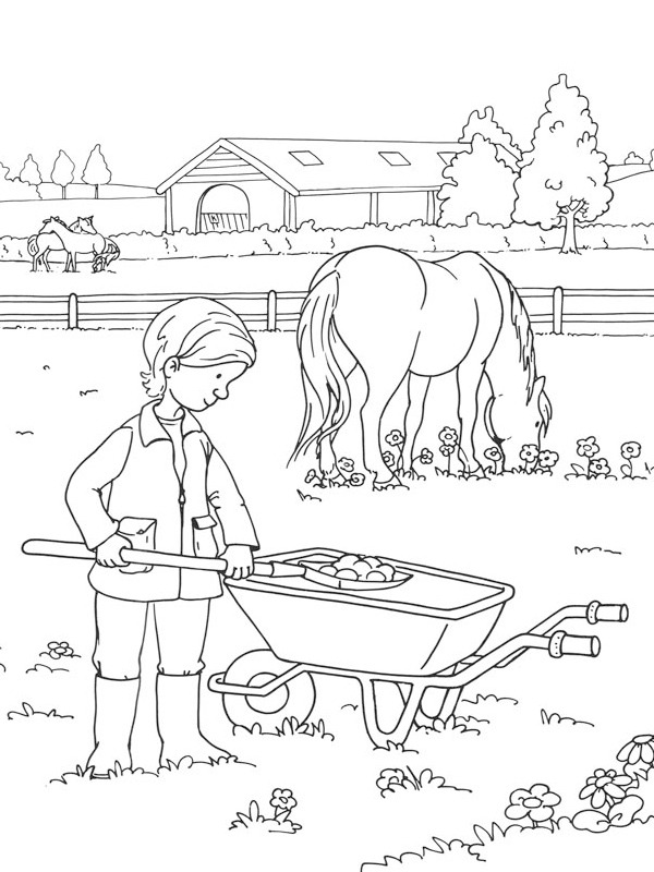 Cavallo nella fattoria disegno da colorare