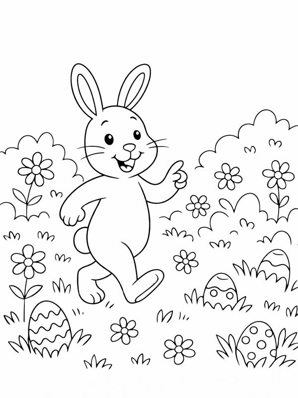 Caccia alle uova di Pasqua disegno da colorare
