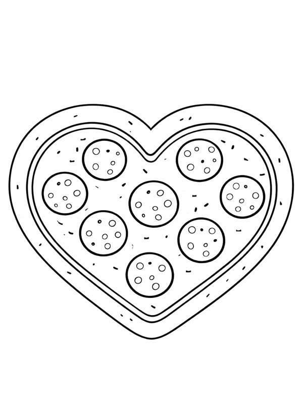 Pizza a cuore al salamino disegno da colorare Pizza a cuore al salamino disegno da colorare