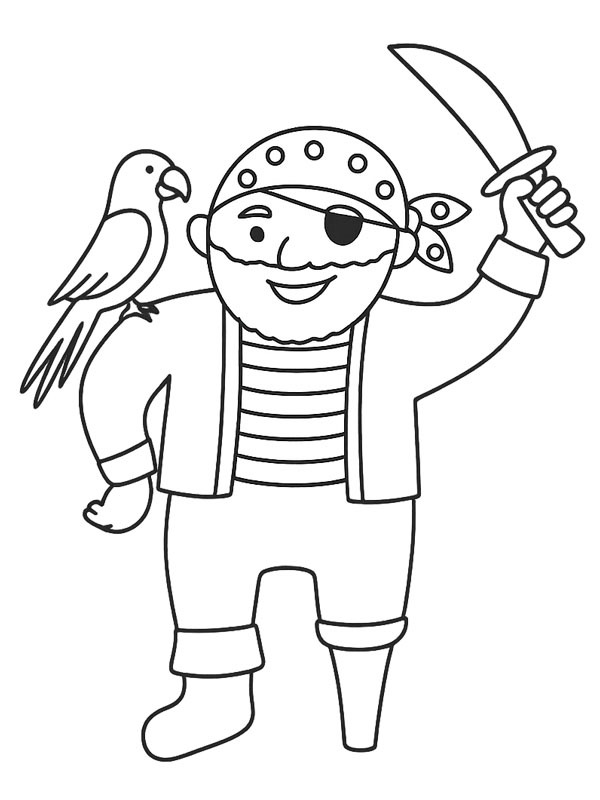 Pirata con un pappagallo sulla spalla disegno da colorare Pirata con un pappagallo sulla spalla disegno da colorare