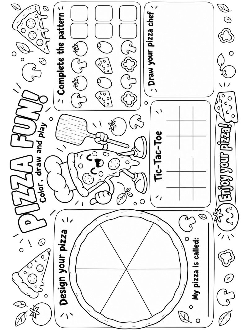 Tovagliette per pizza disegno da colorare Tovagliette per pizza disegno da colorare