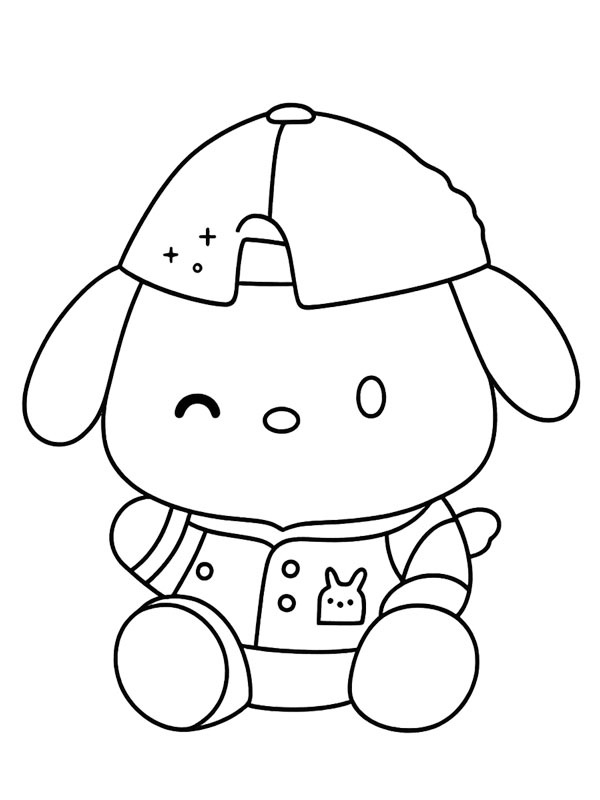 Pochacco con cappello disegno da colorare Pochacco con cappello disegno da colorare