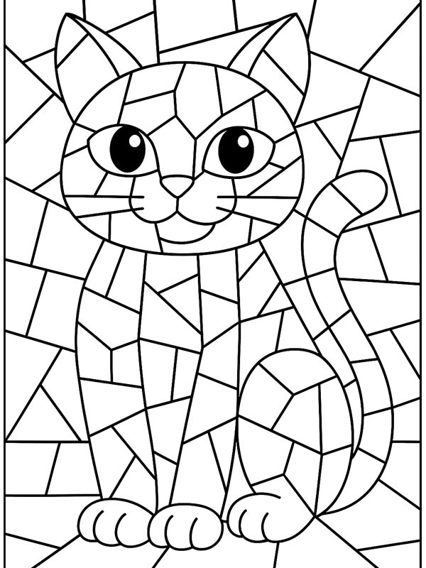 Gatto mosaico disegno da colorare Gatto mosaico disegno da colorare