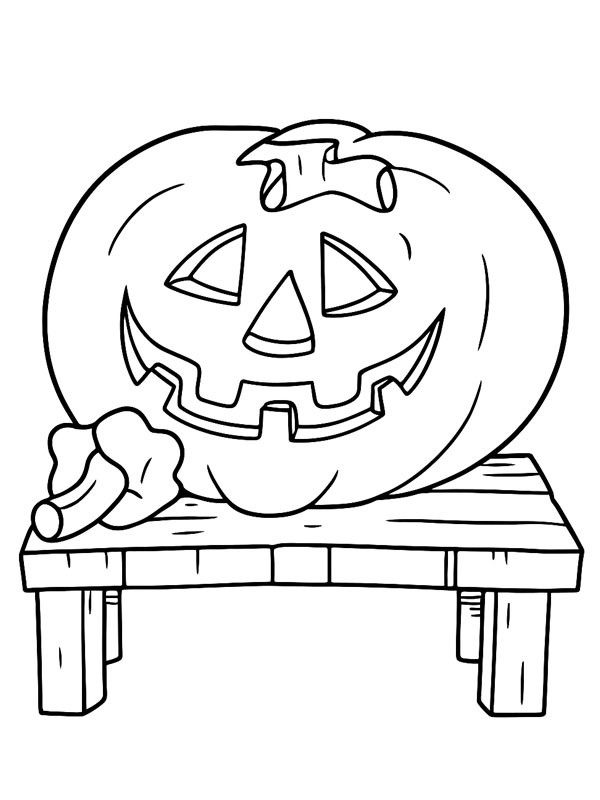 Zucca su un tavolo disegno da colorare Zucca su un tavolo disegno da colorare