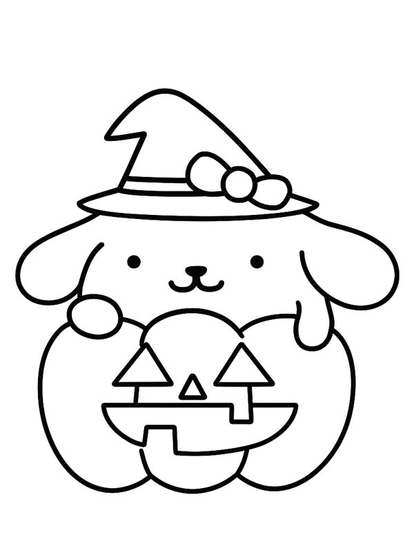 Pompompurin nella zucca di Halloween disegno da colorare Pompompurin nella zucca di Halloween disegno da colorare