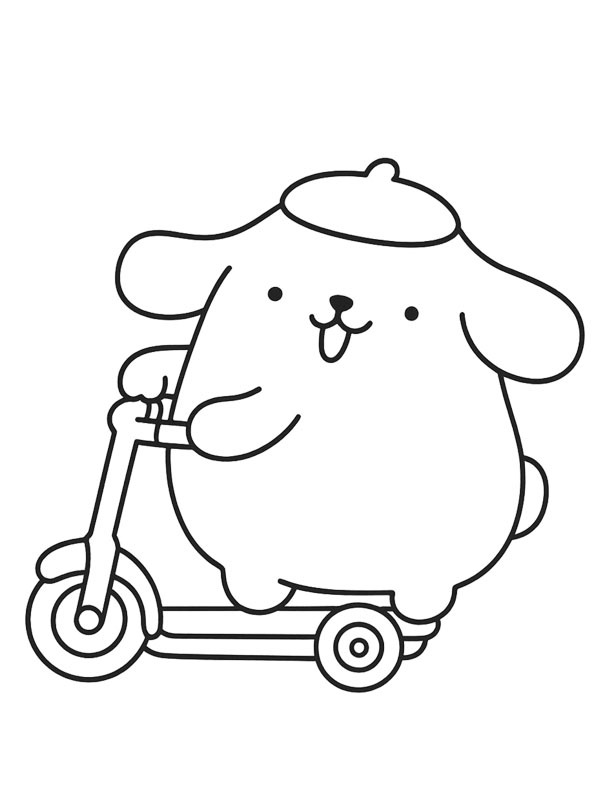 Pompompurin sul monopattino disegno da colorare Pompompurin sul monopattino disegno da colorare