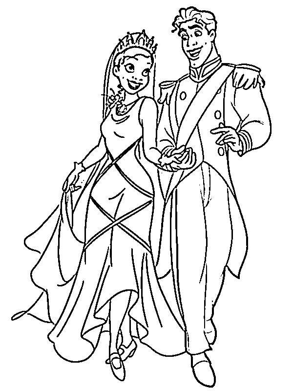 La principessa Tiana e il principe Naveen disegno da colorare