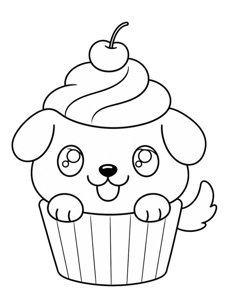 Puppy cupcake disegno da colorare Puppy cupcake disegno da colorare